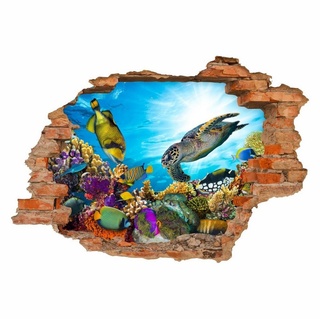 nikima Wandtattoo 035 Unterwasserwelt - Loch in der Wand (PVC-Folie), in 6 vers. Größen bunt 125 cm x 50 cm