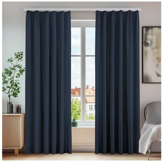 Deconovo Thermovorhang Kräuselband 140 x 175 cm Blau 2er Set