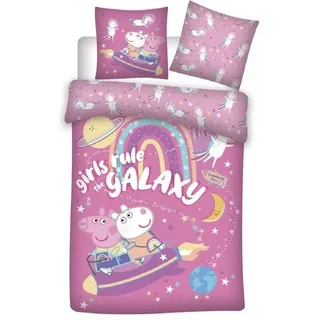 Peppa Pig Kinderbettwäsche Bettbezug 140x200cm und Kissenbezug 63x63cm rosa