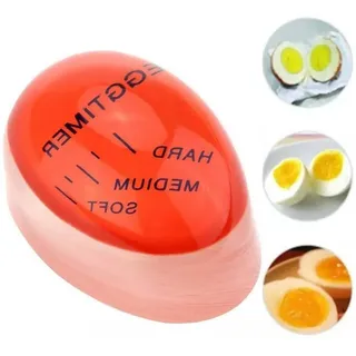 Fivejoy Eieruhr Egg Timer lustiger Eierkocher,Timer für gekochte Eier mit Farbwechsel (Anzeige hart/medium/weich,wiederverwendbar, 1-St) rot