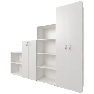 möbelando Büro-Set Trio 2345, 228 x 186,5 x 34,5 cm (B/H/T) weiß