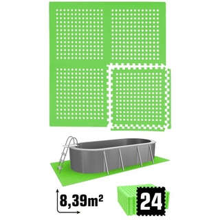eyepower Bodenmatte 8,4 m2 Poolunterlage 24 EVA Matten 62x62 cm Set, Stecksystem rutschfest Grün grün