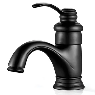 AIMOYO Wasserhahn Bad Schwarz Retro, Waschtischarmatur Retro Waschbecken Armaturen mit Niedriger Auslauf, Einhebel Mischbatterie Waschbecken aus Messing für Badezimmer, G3/8