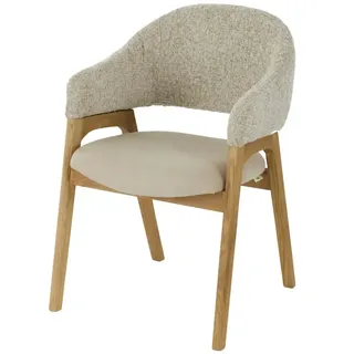 smart Armlehnstuhl mit Eiche Massivholzgestell Erik , beige , Maße (cm): B: 56 H: 80 T: 60.0