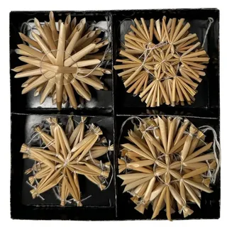 NaDeco Bastelnaturmaterial Strohsterne zum Hängen ca. 6cm, 20 Stück Stroh-Sterne