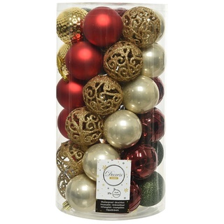Decoris season decorations Christbaumschmuck, Weihnachtskugeln Kunststoff Ornamente 6cm Mix bunt, 37er Set bunt