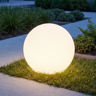 Kugelleuchte mit Kabel Stecker Weiß IP65 inkl. E27 LED 2700 K warmweiß Ø 40 cm runde Wegeleuchte Terrasse Außenleuchte Garten - Weiß