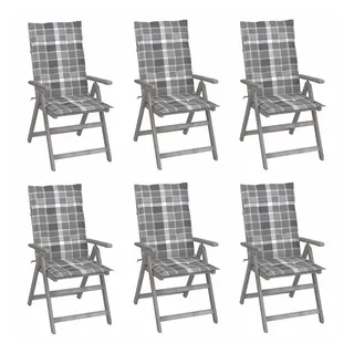 vidaXL Hochlehner Gartenstuhl 69 x 69 x 110 cm grau 6 St.