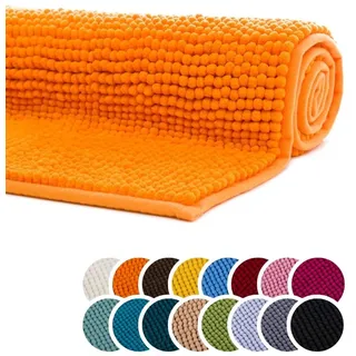 liebling Badematte 60x100 cm, Badezimmerteppich, Orange, Serie Chile | Rutschfest, Badteppich, Badvorleger, Duschvorleger, Badezimmermatte 60 x 100 cm, WC Deko, OEKO-TEX, Waschbar bis 30 Grad