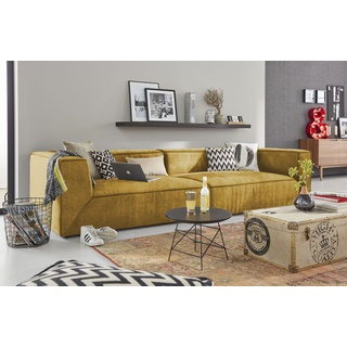 Big-Sofa TOM TAILOR HOME "BIG CUBE" Sofas Gr. B/H/T: 300 cm x 66 cm x 122 cm, Samtstoff TSV, ohne Sitztiefenverstellung, gelb (ochre tsv 5) XXL Sofas