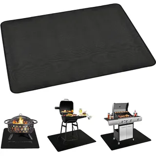 Feuerschale Matte Feuerstelle Unterlage 3 Schicht Große Schwarz Rechteck Feuerstellenmatte Grillmatte Hitzebeständige Matte Schutzfür Grill, Gras, Terrasse Faltbar und Tragbar - Größe 60 * 52CM