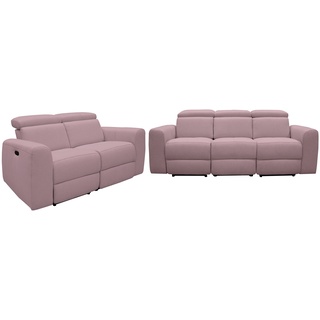 Polstergarnitur HOME AFFAIRE "Sentrano" Sitzmöbel-Sets Gr. Struktur fein, mit manueller Relaxfunktion, rosa (rosé) Couchgarnituren Sets auch mit elektrischer Funktion USB-Anschluß, in 4 Bezugsvarianten
