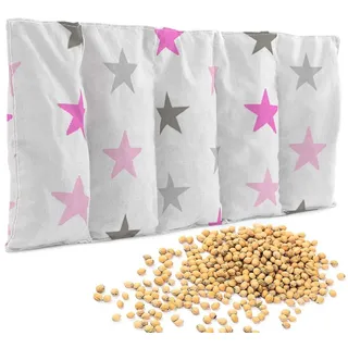 Amilian Kirschkernkissen 55 x 20 cm Wärmekissen Mikrowelle Körnerkissen Kirschkernsack Kirschkern Kissen für Kinder Erwachsene ideal als Massagekissen Kältekissen Sternchen Groß Rosa