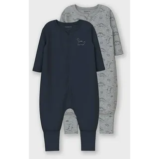 NAME IT Schlafanzug NBMNIGHTSUIT 2P ZIP FF GREY DINO NOOS (Packung, 2 tlg) aus Baumwolle, regular fit, mit elastischem Bund und Rippbündchen grau 98 EU