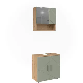 Vicco Badmöbel-Set Irma 2-tlg. Salbeigrün/Artisan