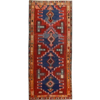 Orientteppich Perser Kelim Fars Azerbaijan Antik 317x141 Handgewebt Orientteppich, Nain Trading, Läufer, Höhe: 0.4 mm blau|rosa