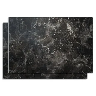 Wallario Frühstücksbrett Schwarze Marmor-Optik, ESG-Sicherheitsglas, (inkl. rutschfester Gummifüße 4mm, 2-St), 20x30cm schwarz