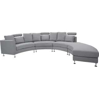 Beliani Eckcouch 7-Sitzer Polyester Hellgrau