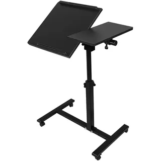 Supfine Betttisch für Laptop, Stehschreibtisch mit 4 Rollen, höhenverstellbar, zusammenklappbar, Betttische zur Unterstützung der Autonomie (Schwarz, 70 x 44 x 65 – 95 cm)
