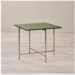 carla&marge Beistelltisch »Lou« (Tisch mit grüner Glasplatte und goldfarbenem Fußgestell aus Eisen, 45x50x50 cm (HxBxT), Couchtisch mit gefärbter Glasplatte in Grün grün