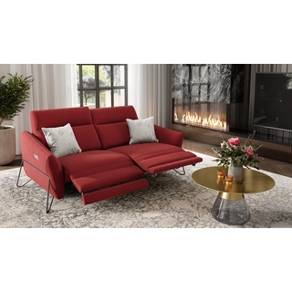 Stoff 2-Sitzer Couch MASANO Sofa mit Funktion - rot