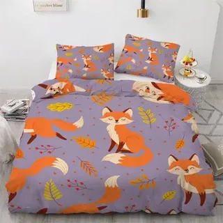 Bettwäsche-Set 220x240cm 3-teilig Mikrofaser Fuchs 3D Motiv Reißverschluss
