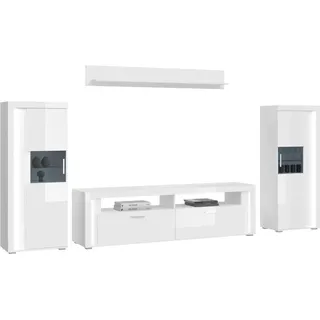 Möbel Boss Wohnwand weiß - Maße cm - B/H/T: ca. 351.00x202.00x46.00