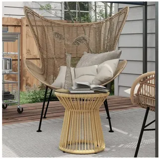 Outsunny Beistelltisch Ø 40 x 42 cm Beige