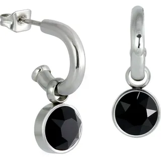 Amello Paar Creolen Amello Ohrringe Edelstahl Creolen schwarz (Creolen), Damen Creolen aus Edelstahl (Stainless Steel), silberfarben, schwarz schwarz|silberfarben