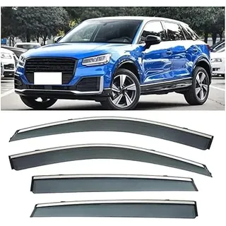 CSYKKL Auto Windabweiser für Audi Q2 2018-2021,Vorn und Hinten Seitenscheiben Regenabweiser,Anklebbare Windschutz Deflektoren Fenstervisier Zubehör