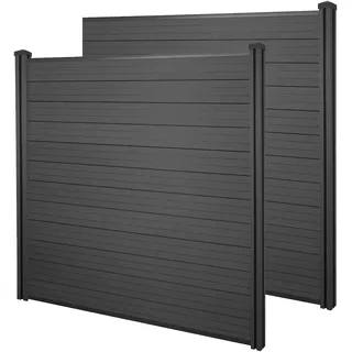 Mendler Windschutz 3,76m 189 x 9 cm grau Holz 2 St.