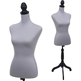 Mendler Schneiderpuppe HWC-Q24 Schaumstoff - grau | Schaufensterpuppe, Torso, weiblich, Abnehmbarer Bezug, FSC®-Zertifiziert