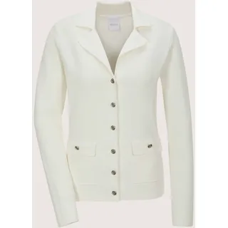 Strickjacke MADELEINE "Strickblazer Elegante Businessjacke im Milano-Strick", Damen, Gr. 40, weiß (wollweiß), Obermaterial: 52% Viskose CV. 48% Polyamid PA., Modern, tailliert, Strickjacken Strickjacke, Schmuckknöpfe