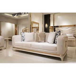Modernes beige Stoffsofa mit Holzrahmen für Wohnzimmer