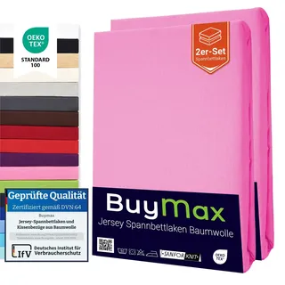 Buymax Spannbettlaken 70x140cm Doppelpack 100% Baumwolle Kinderbett Spannbetttuch Baby Bettlaken Jersey, Matratzenhöhe bis 15 cm, Farbe Altrosa