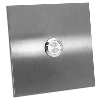 Jung-Edelstahl-Design Türklingel Bochum Klingel V2a Edelstahl Led (weiss) beleuchtet. Klingelschild 10x10 cm. Moderne Unterputz Klingelplatte in verschiedenen Größen wählbar. Ohne Gravur