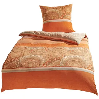 Traumschlaf Karlsruhe ornamental Mikrofaser orange 200 x 220 cm + 2 x 80 x 80 cm
