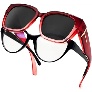 Face Shadow Polarisierte Überzieh Sonnenbrille Damen, Überbrille Sonnenbrille für Brillenträger, UV-Schutz Ultra Leicht Fit-Over Brille - 55 mm x 18 mm