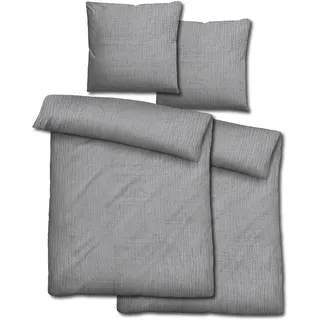 Doppelpack Sleezzz® Musselin Bettwäsche grau 155 x 220 cm + 80 x 80 cm
