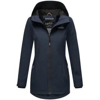 Marikoo "Honigbeere", Damen, (XS-XXL) - Atmungsaktiv, Innen Samtweicher Stoff, Kapuze Winddicht - leichte Jacke lang - Stehkragen, 3 Taschen, verlängerter Zipper - Navy M (38), blau Obermaterial: 100% Polyester; Futter: 95% Viskose, 5% Elasthan;