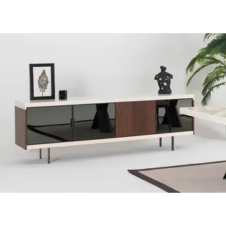 Xlmoebel Sideboard Niedriges Sideboard in Holzoptik mit großzügigem Stauraum (Anrichte, Anrichte), Hergestellt in Europa weiß