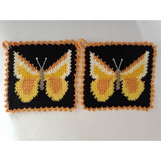1 Paar Topflappen Schmetterling, gehäkelt Handarbeit Tier Tiere Falter