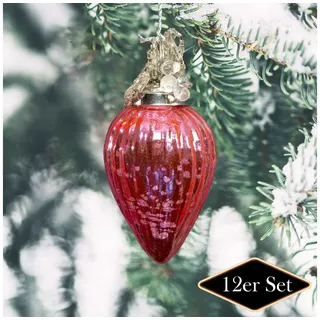 Antikas Weihnachtsfigur Christbaumkugeln, Pink, Zapfen, Baumschmuck, Weihnachten, 12er Set
