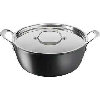 Jamie Oliver Batch-Cooking Set | Harteloxierter Kochtopf 30 cm | Antihaftversiegelung | große Mengen | Thermo-Signal | induktionsgeeignet | inklusive - Schwarz