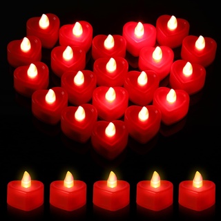 100 Stück Valentinstag flammenlose Kerzen rote Herz LED Kerzen LED Teelichter flackernde Kerzen Lichter batteriebetrieben LED Teelicht Dekorationen für Hochzeit Antrag Jahrestag Party Tischdekoration