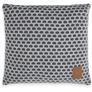 KNIT FACTORY - Mila Kissen - Anthrazit/Grau - 50x50 cm | Sofakissen mit Füllung und Bezug - Couchkissen - Zierkissen - Gestrickter Dekokissen - Kissen mit Wabenmuster