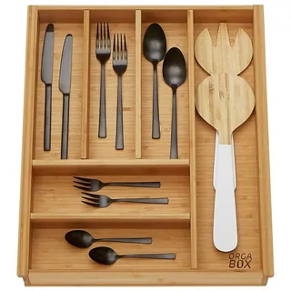 SOTech Orga-Box 3 Besteckeinsatz Bambus 39,7 x 47,3 cm mit 6 Fächern
