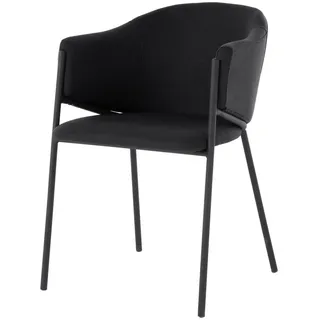 Livetastic Armlehnstuhl, Schwarz, Holz, Metall, Textil, Pappel, Sperrholz, Rundrohr, 53x77x60 cm, Fsc, Esszimmer, Stühle, Esszimmerstühle, Armlehnenstühle