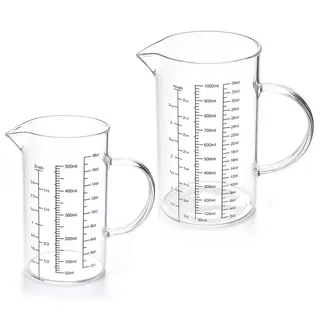 LuxusKollektion Messbecher Messbecher Set Glas 2tlg 500ml/1L Glas-Messbecher