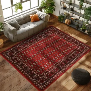 Carpettex Orientteppich 240x340 cm Rot Kurzflor Vintage Klassisch
